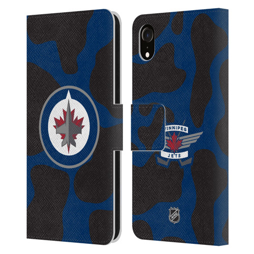 NHL Winnipeg Jets Cow Pattern Leather Book Wallet Case Cover For Apple iPhone XR
