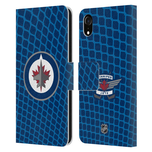 NHL Winnipeg Jets Net Pattern Leather Book Wallet Case Cover For Apple iPhone XR