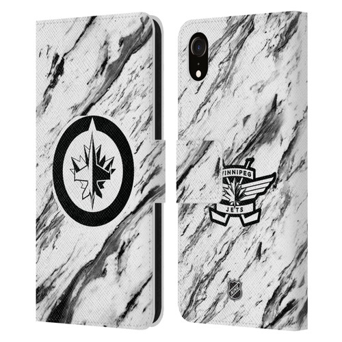 NHL Winnipeg Jets Marble Leather Book Wallet Case Cover For Apple iPhone XR