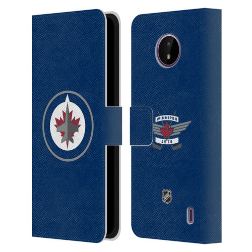 NHL Winnipeg Jets Plain Leather Book Wallet Case Cover For Nokia C10 / C20