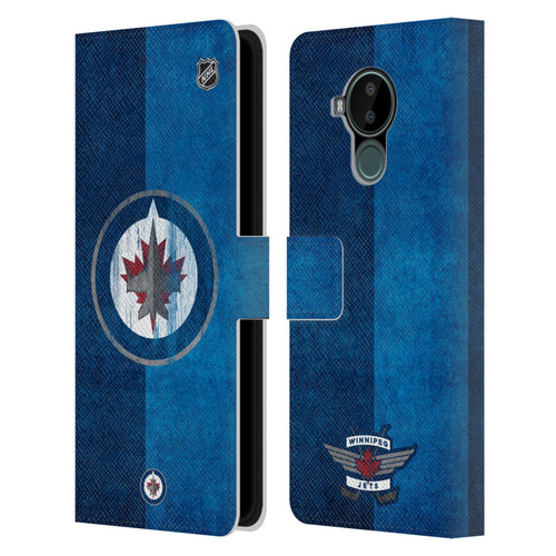 NHL Winnipeg Jets Half Distressed Leather Book Wallet Case Cover For Nokia C30