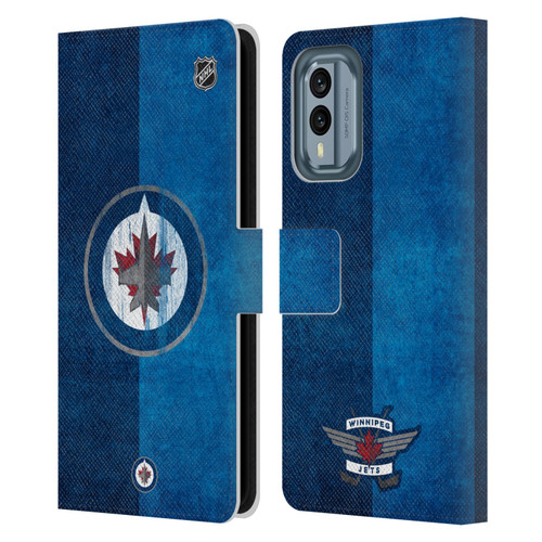 NHL Winnipeg Jets Half Distressed Leather Book Wallet Case Cover For Nokia X30