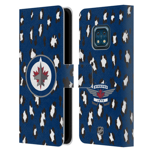 NHL Winnipeg Jets Leopard Patten Leather Book Wallet Case Cover For Nokia XR20