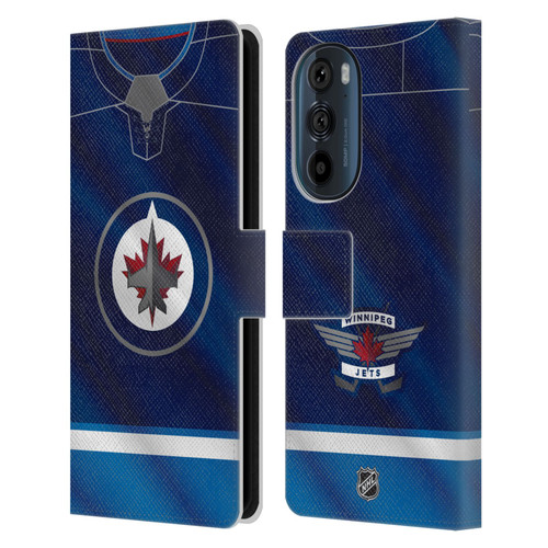 NHL Winnipeg Jets Jersey Leather Book Wallet Case Cover For Motorola Edge 30