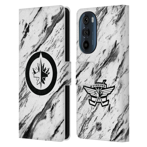 NHL Winnipeg Jets Marble Leather Book Wallet Case Cover For Motorola Edge 30