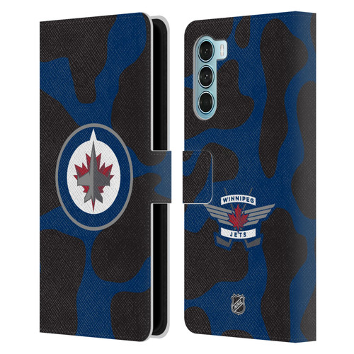 NHL Winnipeg Jets Cow Pattern Leather Book Wallet Case Cover For Motorola Edge S30 / Moto G200 5G