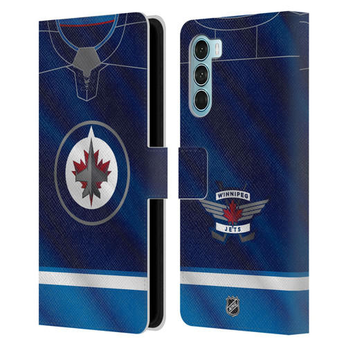 NHL Winnipeg Jets Jersey Leather Book Wallet Case Cover For Motorola Edge S30 / Moto G200 5G