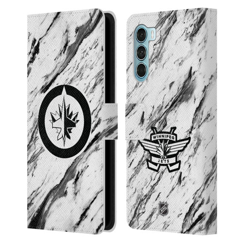 NHL Winnipeg Jets Marble Leather Book Wallet Case Cover For Motorola Edge S30 / Moto G200 5G