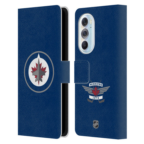 NHL Winnipeg Jets Plain Leather Book Wallet Case Cover For Motorola Edge X30