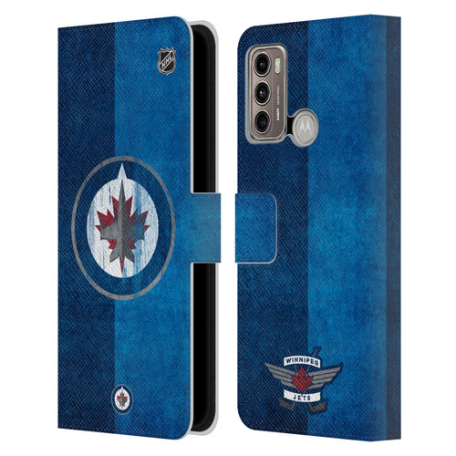 NHL Winnipeg Jets Half Distressed Leather Book Wallet Case Cover For Motorola Moto G60 / Moto G40 Fusion