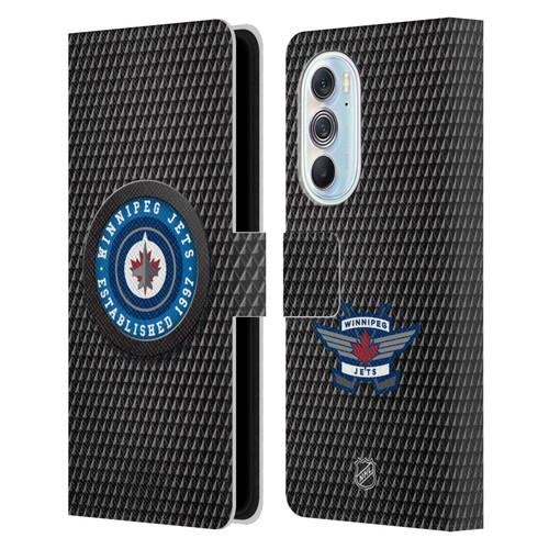 NHL Winnipeg Jets Puck Texture Leather Book Wallet Case Cover For Motorola Edge X30