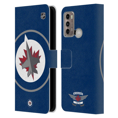 NHL Winnipeg Jets Oversized Leather Book Wallet Case Cover For Motorola Moto G60 / Moto G40 Fusion