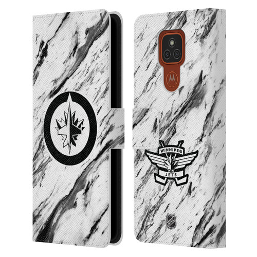 NHL Winnipeg Jets Marble Leather Book Wallet Case Cover For Motorola Moto E7 Plus