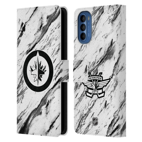 NHL Winnipeg Jets Marble Leather Book Wallet Case Cover For Motorola Moto G41