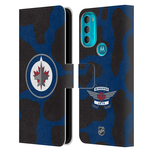NHL Winnipeg Jets Cow Pattern Leather Book Wallet Case Cover For Motorola Moto G71 5G
