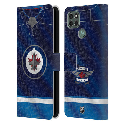 NHL Winnipeg Jets Jersey Leather Book Wallet Case Cover For Motorola Moto G9 Power