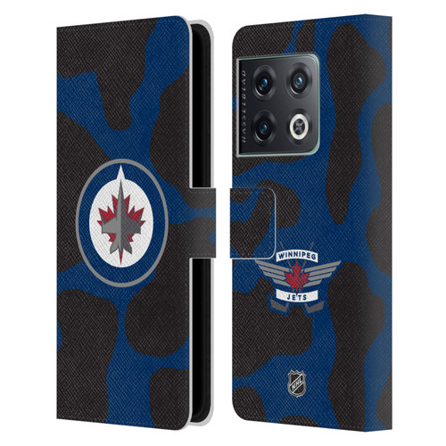 NHL Winnipeg Jets Cow Pattern Leather Book Wallet Case Cover For OnePlus 10 Pro
