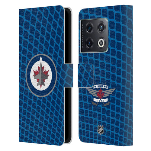NHL Winnipeg Jets Net Pattern Leather Book Wallet Case Cover For OnePlus 10 Pro