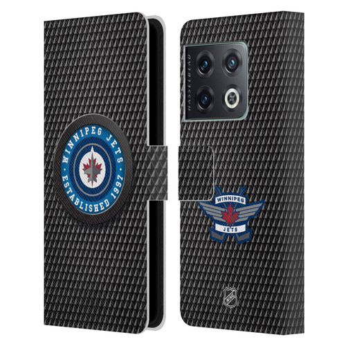 NHL Winnipeg Jets Puck Texture Leather Book Wallet Case Cover For OnePlus 10 Pro