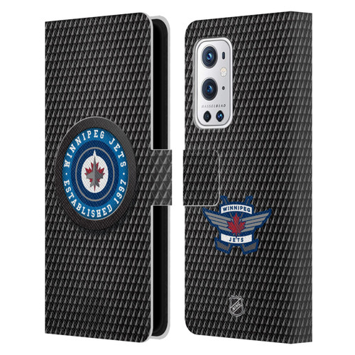 NHL Winnipeg Jets Puck Texture Leather Book Wallet Case Cover For OnePlus 9 Pro