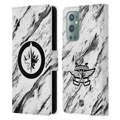 NHL Winnipeg Jets Marble Leather Book Wallet Case Cover For OnePlus 9