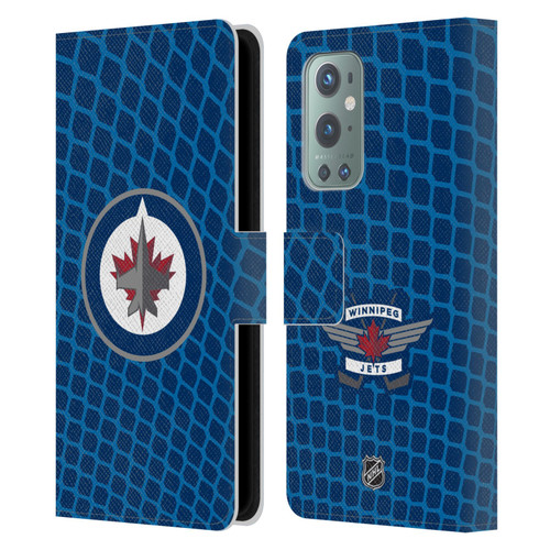 NHL Winnipeg Jets Net Pattern Leather Book Wallet Case Cover For OnePlus 9