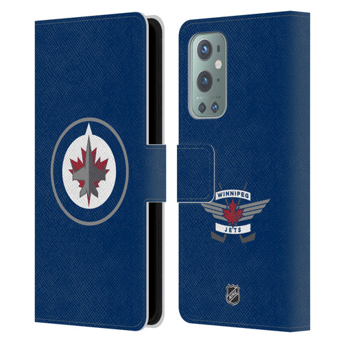NHL Winnipeg Jets Plain Leather Book Wallet Case Cover For OnePlus 9