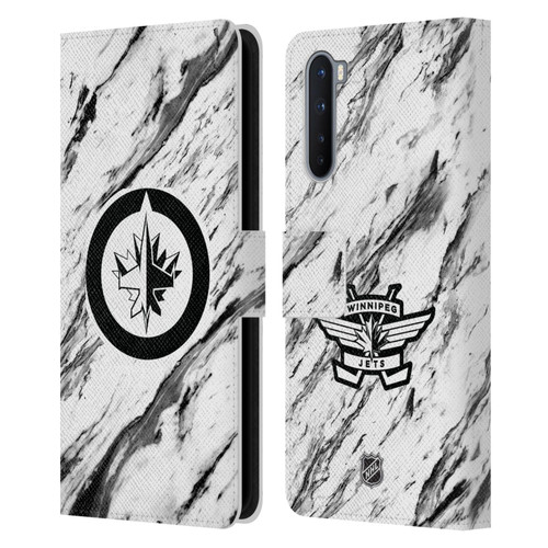 NHL Winnipeg Jets Marble Leather Book Wallet Case Cover For OnePlus Nord 5G