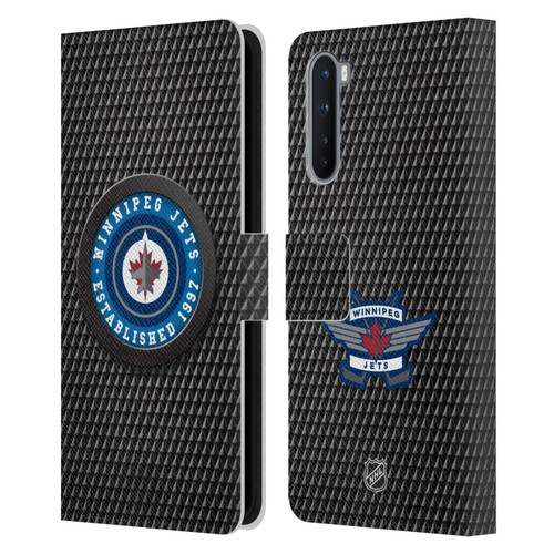 NHL Winnipeg Jets Puck Texture Leather Book Wallet Case Cover For OnePlus Nord 5G