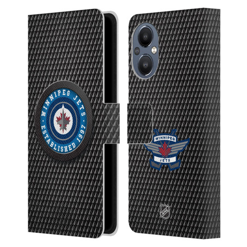 NHL Winnipeg Jets Puck Texture Leather Book Wallet Case Cover For OnePlus Nord N20 5G
