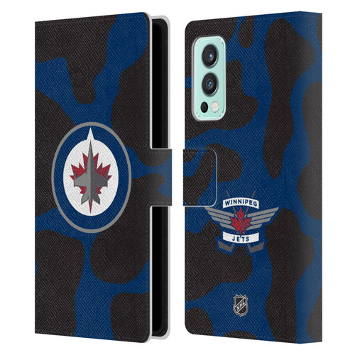 NHL Winnipeg Jets Cow Pattern Leather Book Wallet Case Cover For OnePlus Nord 2 5G