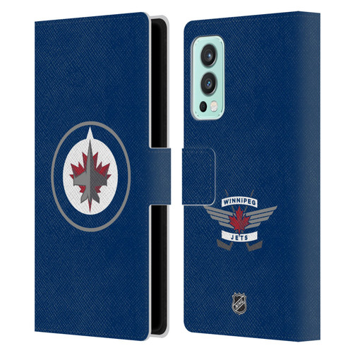 NHL Winnipeg Jets Plain Leather Book Wallet Case Cover For OnePlus Nord 2 5G