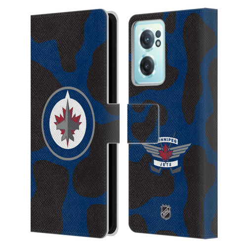 NHL Winnipeg Jets Cow Pattern Leather Book Wallet Case Cover For OnePlus Nord CE 2 5G