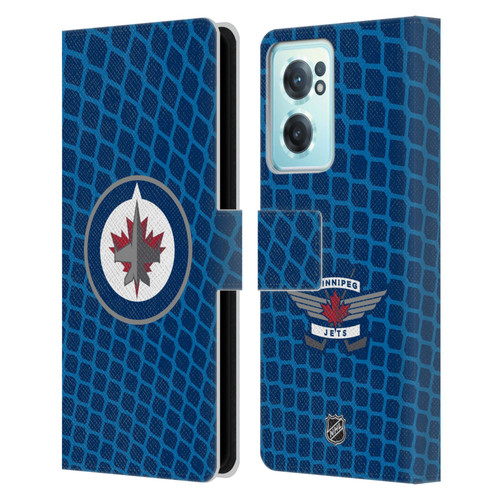 NHL Winnipeg Jets Net Pattern Leather Book Wallet Case Cover For OnePlus Nord CE 2 5G