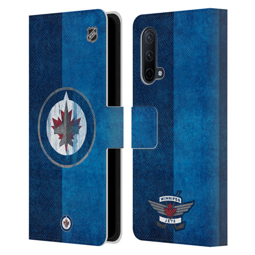 NHL Winnipeg Jets Half Distressed Leather Book Wallet Case Cover For OnePlus Nord CE 5G