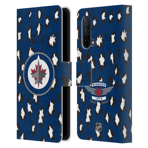 NHL Winnipeg Jets Leopard Patten Leather Book Wallet Case Cover For OnePlus Nord CE 5G
