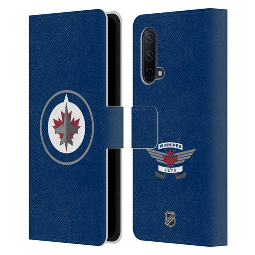 NHL Winnipeg Jets Plain Leather Book Wallet Case Cover For OnePlus Nord CE 5G