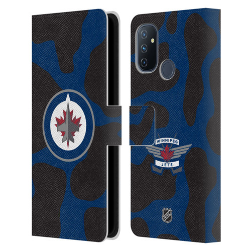 NHL Winnipeg Jets Cow Pattern Leather Book Wallet Case Cover For OnePlus Nord N100