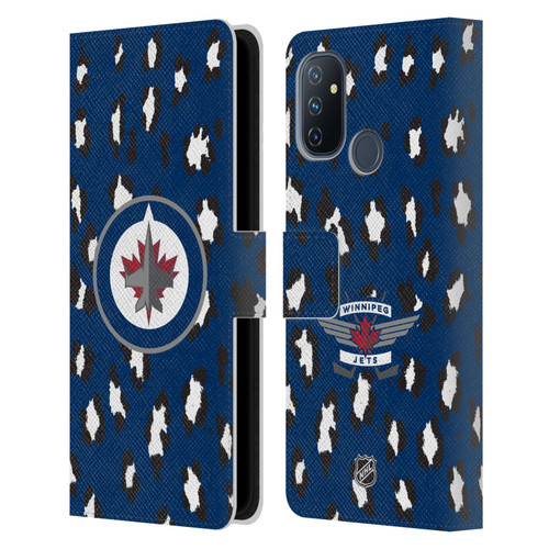 NHL Winnipeg Jets Leopard Patten Leather Book Wallet Case Cover For OnePlus Nord N100