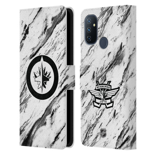 NHL Winnipeg Jets Marble Leather Book Wallet Case Cover For OnePlus Nord N100
