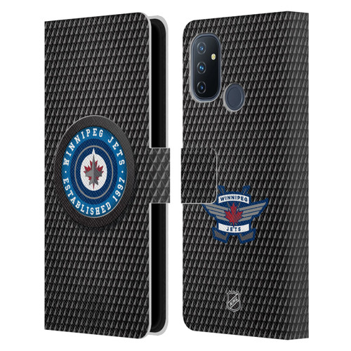 NHL Winnipeg Jets Puck Texture Leather Book Wallet Case Cover For OnePlus Nord N100