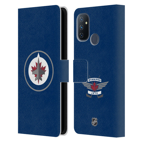 NHL Winnipeg Jets Plain Leather Book Wallet Case Cover For OnePlus Nord N100