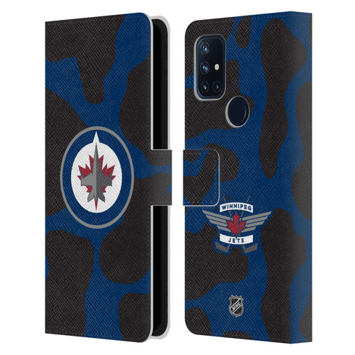 NHL Winnipeg Jets Cow Pattern Leather Book Wallet Case Cover For OnePlus Nord N10 5G