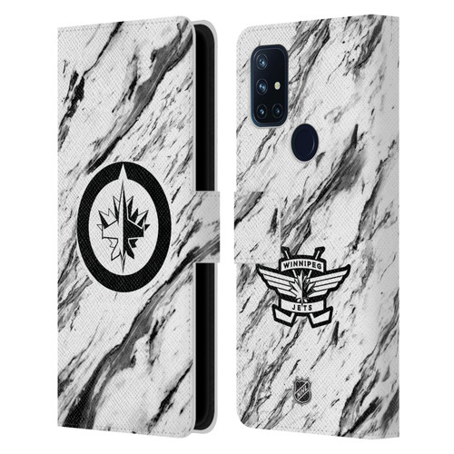 NHL Winnipeg Jets Marble Leather Book Wallet Case Cover For OnePlus Nord N10 5G