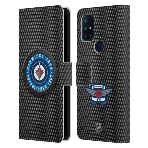 NHL Winnipeg Jets Puck Texture Leather Book Wallet Case Cover For OnePlus Nord N10 5G