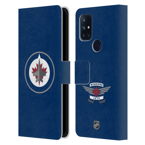 NHL Winnipeg Jets Plain Leather Book Wallet Case Cover For OnePlus Nord N10 5G