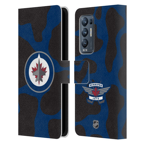 NHL Winnipeg Jets Cow Pattern Leather Book Wallet Case Cover For OPPO Find X3 Neo / Reno5 Pro+ 5G