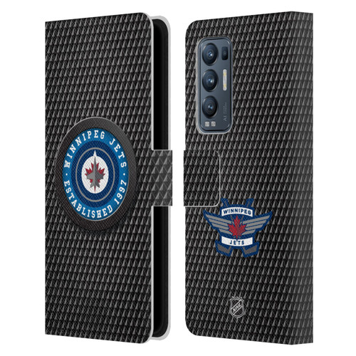 NHL Winnipeg Jets Puck Texture Leather Book Wallet Case Cover For OPPO Find X3 Neo / Reno5 Pro+ 5G