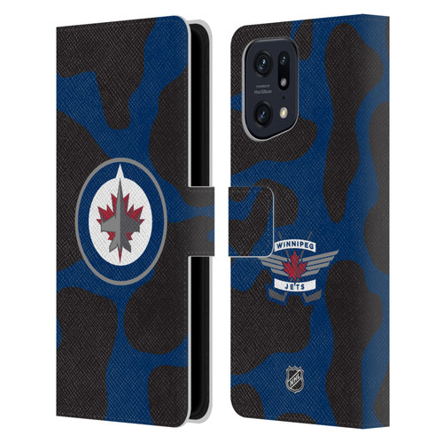 NHL Winnipeg Jets Cow Pattern Leather Book Wallet Case Cover For OPPO Find X5