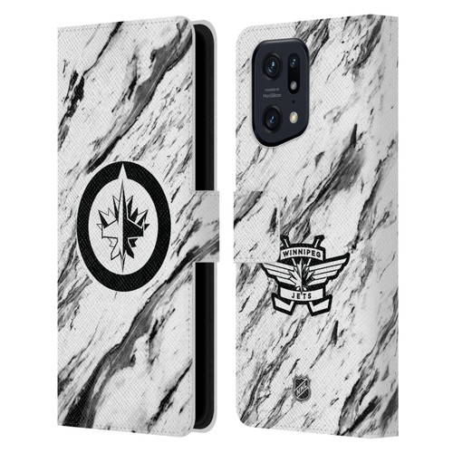 NHL Winnipeg Jets Marble Leather Book Wallet Case Cover For OPPO Find X5 Pro